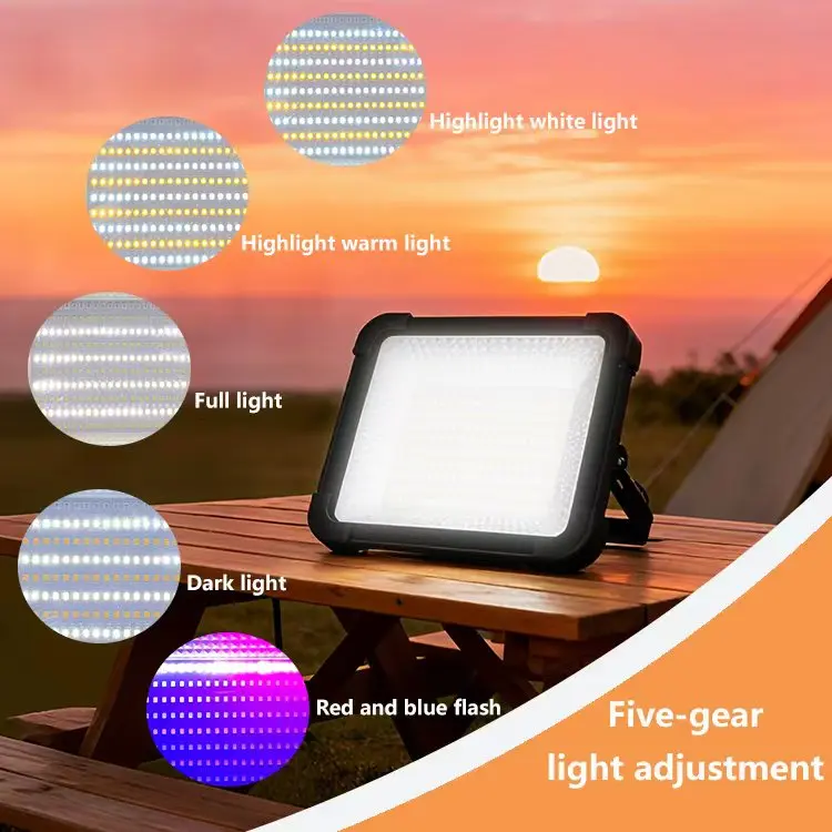 Portable LED Work Solar Light  with Stepless Brightness Job Site Battery Rechargeable LED Floor Light for Emergency Worklight for Hurricane Father's Day Gift