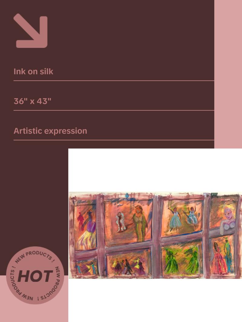 Hollywood Nights, Wall Art Contemporary Silk Painting Hollywood Nights, Wall Art Contemporary Silk Painting