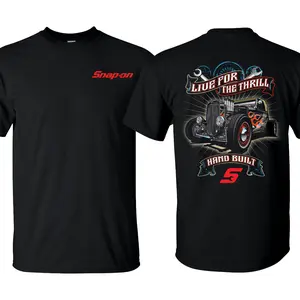Snap-on Live for the Thrill - Snap-on Built for the Thrill T-Shirt for Men - Double Sided Printed 100% Cotton Fitted Crew Neck Short Sleeve Casual Unisex Top Made in USA