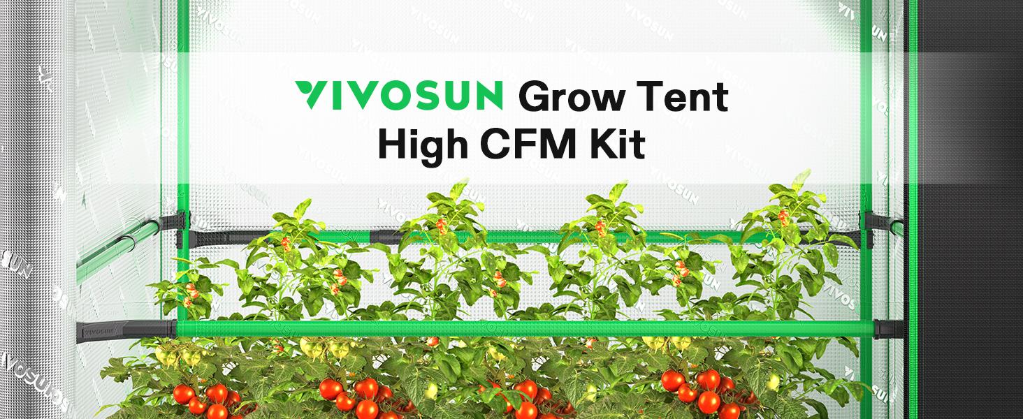 VIVOSUN Grow Tent High CFM Kit, Green Pole Range of 24"-48", Suitable for 2'x2', 3'x3', 4'x2' and 4'x4'Grow Tent, 4-Pack