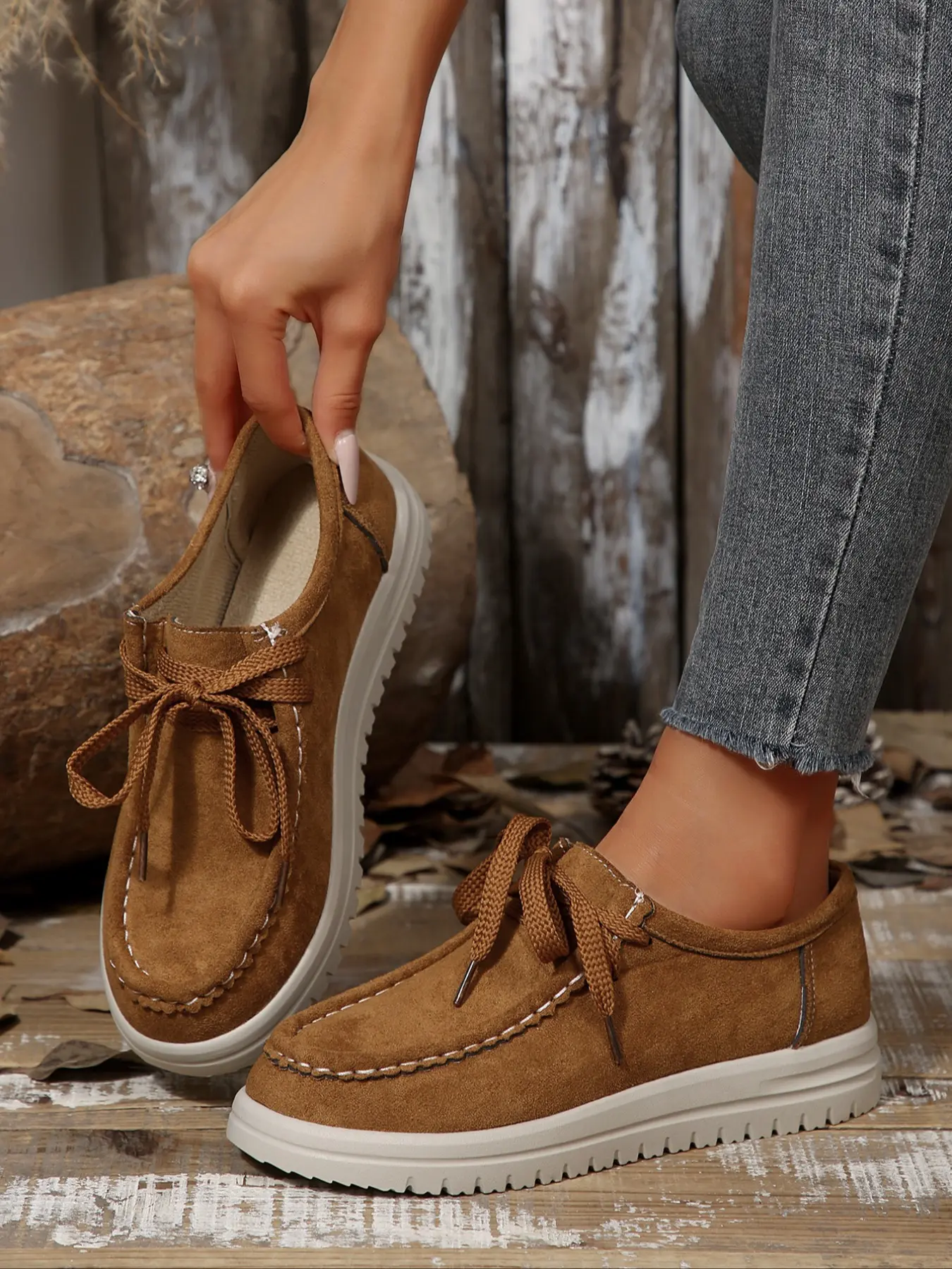 Women's Solid Color Lace-Up Casual Lifestyle Footwear Shoes, Indoor Outdoor Wearable Daily Comfortable Versatile Daily Street Shoes Ladies Footwear Trainer Shoe