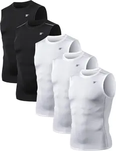 TELALEO Men’s Compression Tank Top 5 Pack – Sleeveless Athletic Workout Shirts for Gym, Running, Basketball & Training Base Layer