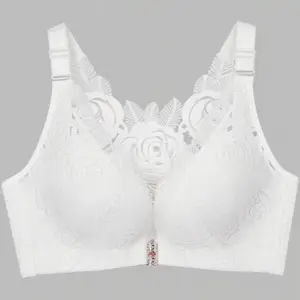 Floral Secrets: Comfort Rose Bra for Everyday Wear & Pushup - White