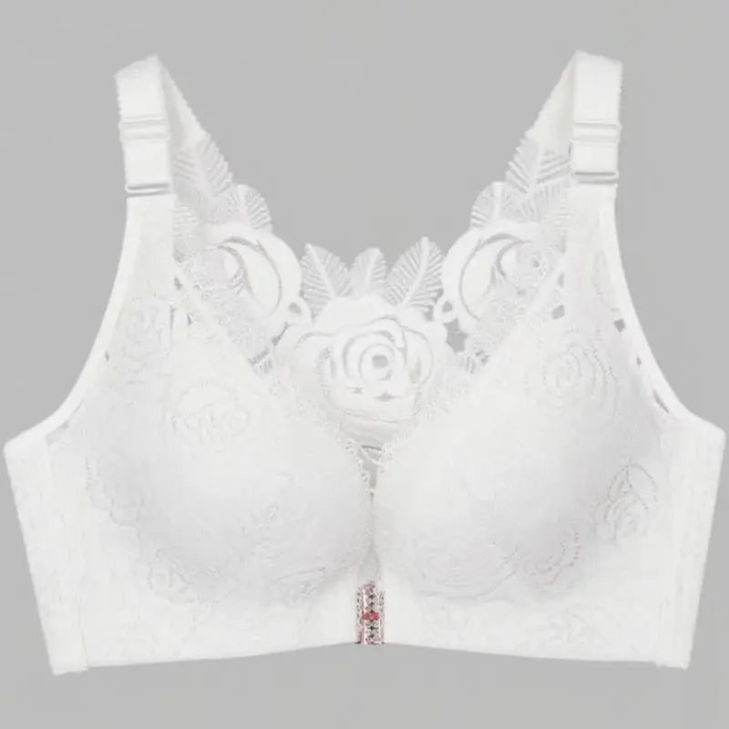 Floral Secrets: Comfort Rose Bra for Everyday Wear & Pushup - White