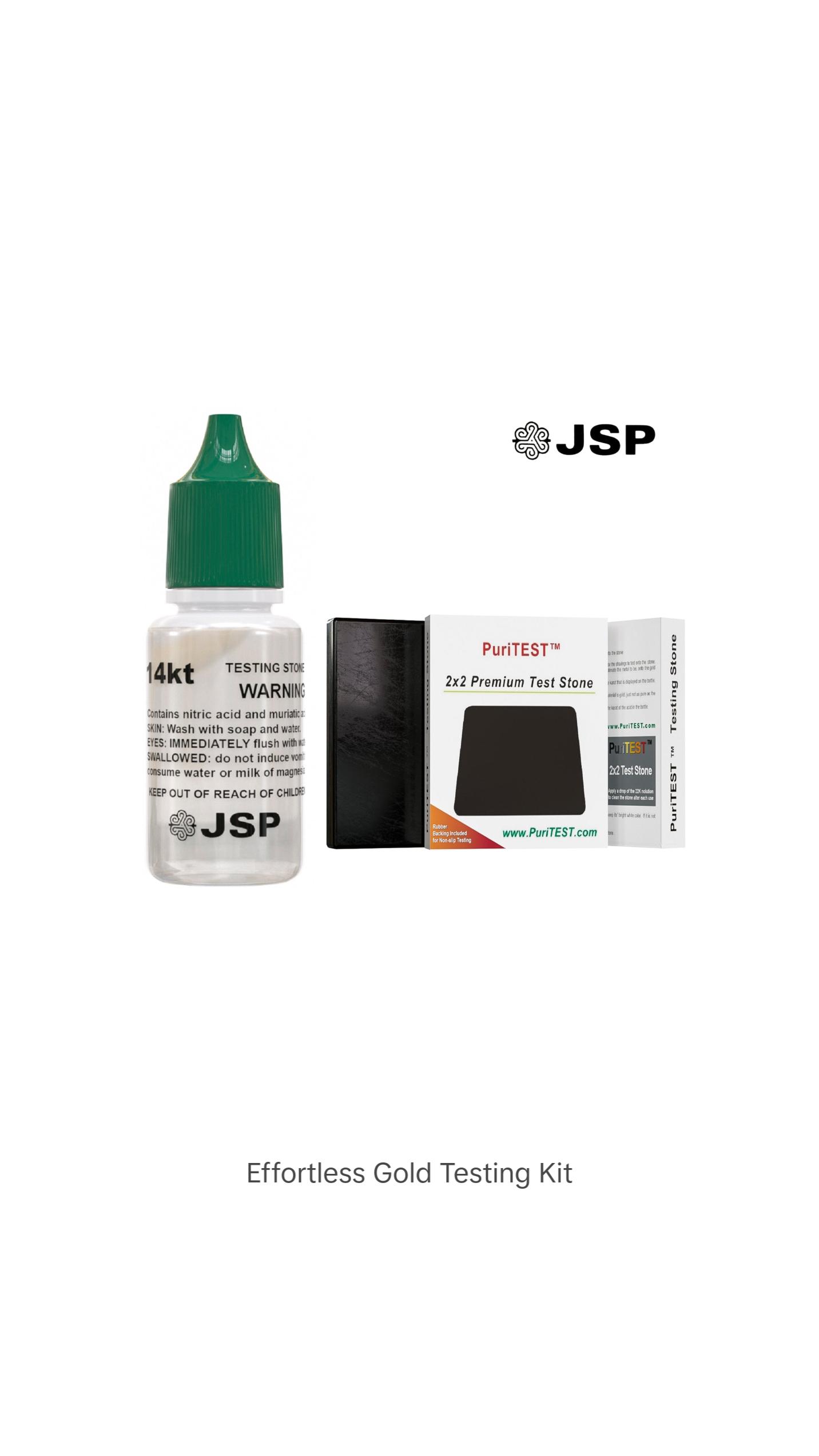 JSP 14K Gold Scrap Jewelry Testing Kit with Acid Test Liquid & 2x2 Premium Test Stone for Easy Karat Value & Purity Testing