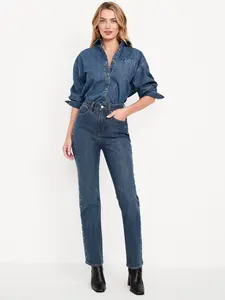 Old Navy Women's Extra High-Waisted Studded Straight Jeans