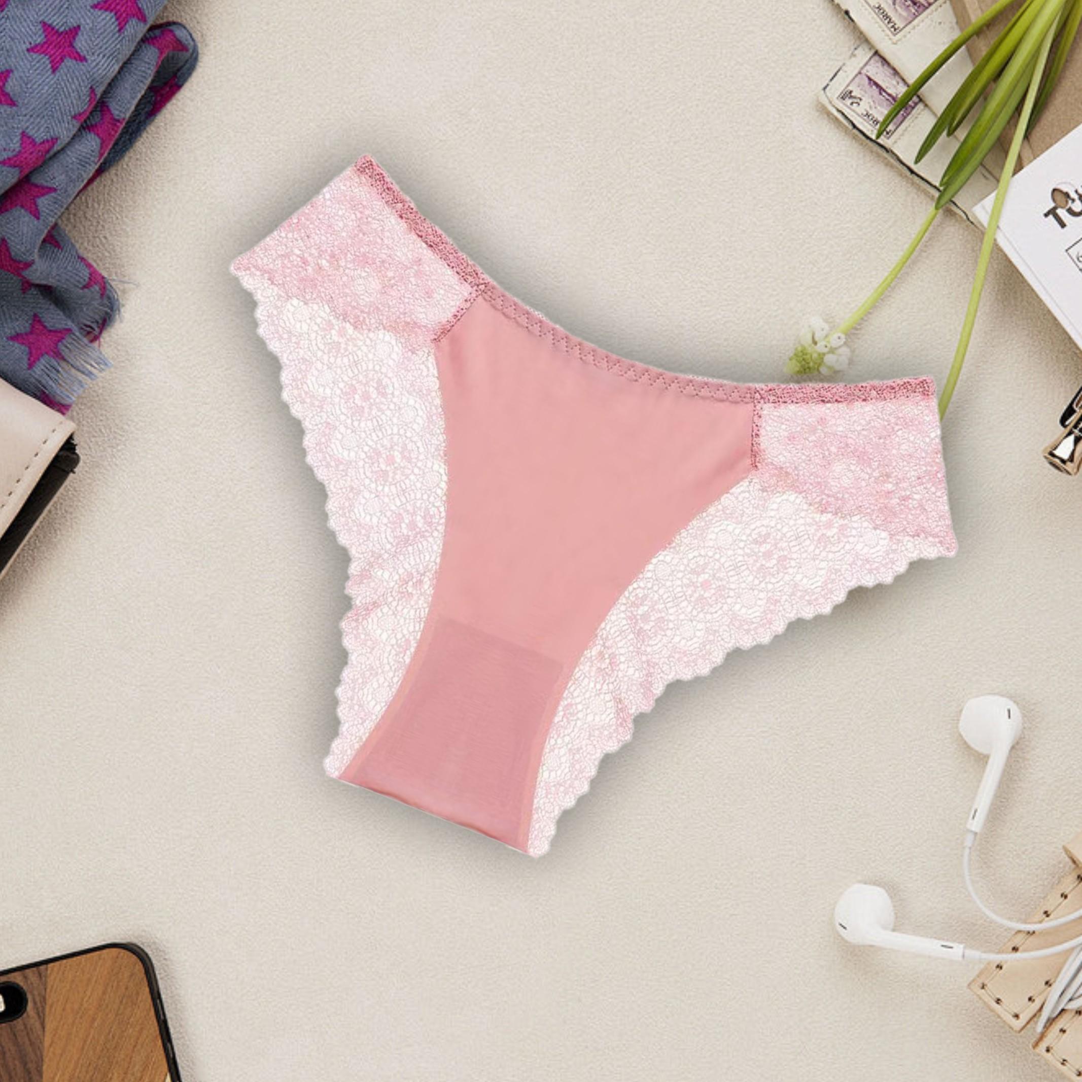 SeamlessLace Women's 6 PCS Contrast Lace Panty Set Assorted Colors Basic Minimalist Cotton Bikini Briefs Comfortable Everyday Lingerie Elegance Pieces Suit Style Elegant Underwear Thongs Period Underwear Womenswear Chic Cute