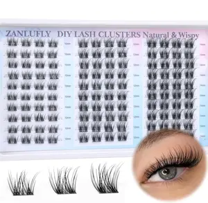 Lash Clusters Natural Eyelash Clusters D-Curly Cluster Lashes zanlufly Wispy Individual Lashes Cluster Eyelash Extension 10 12 14MM DIY Lash Extension