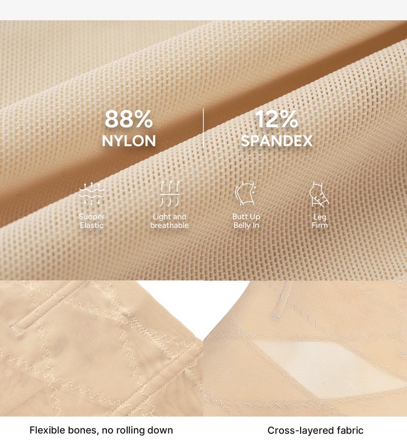 Nebility Women's High-Waisted Breathable Shapewear Tights - Double-Layered Fabric with C-Shaped Pleats, Flattering Silhouette & Natural Lift, Basic Minimalist Compression (Black, Beige) Womenswear Black、Beige