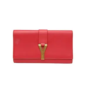 Pre-owned Yves Saint Laurent leather Tote Bags Y brand Clutch handbag, red color, material