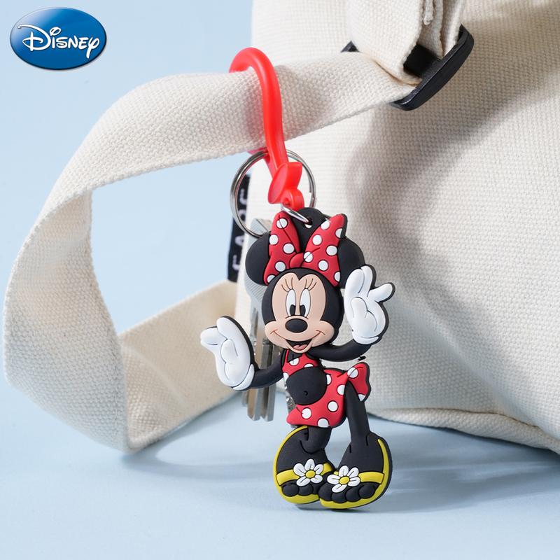 Disney Mickey Keychain 1PC Official License 3D Cute Novelty Figurine Bag Clip Charms Anime Figure Keychain Collector Keyring Backpack Decor Durable PVC Rubber Gift