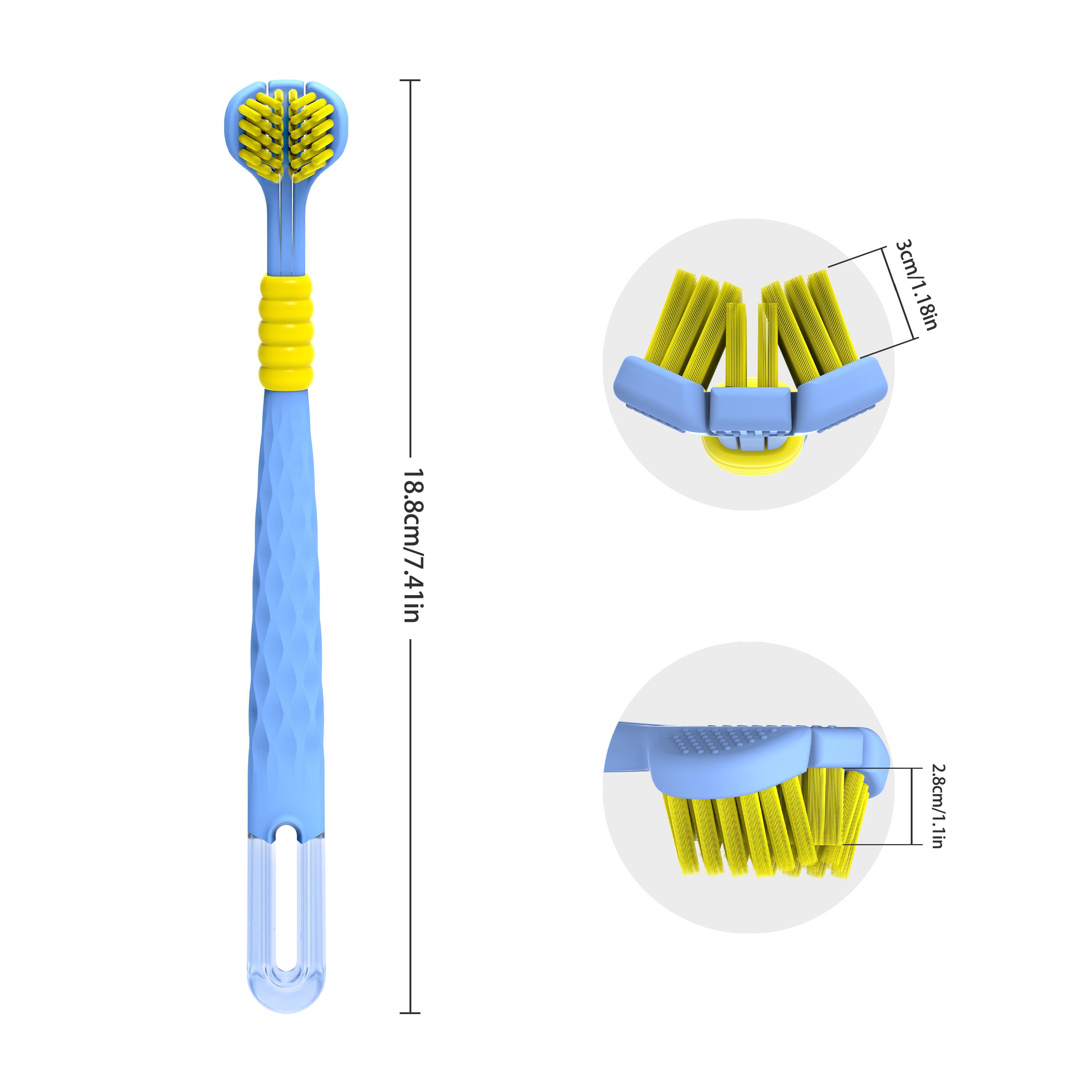 CEELIKE 3-Sided Toothbrush with Soft Bristles for Gentle Care & Travel-Friendly Design for Comprehensive Teeth and Gum Cleaning