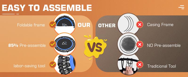 ANCHEER 40" Mini Trampoline for Adults Fitness - Heavy Duty Adjustable Handle Indoor Outdoor Exercise