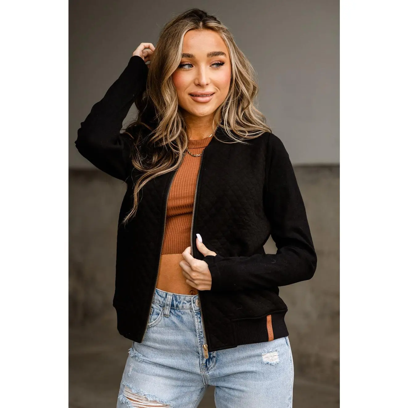 Quilted Bomber - Black