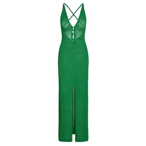 Ramatuelle Dress - Palm Green Lurex Lace Crochet