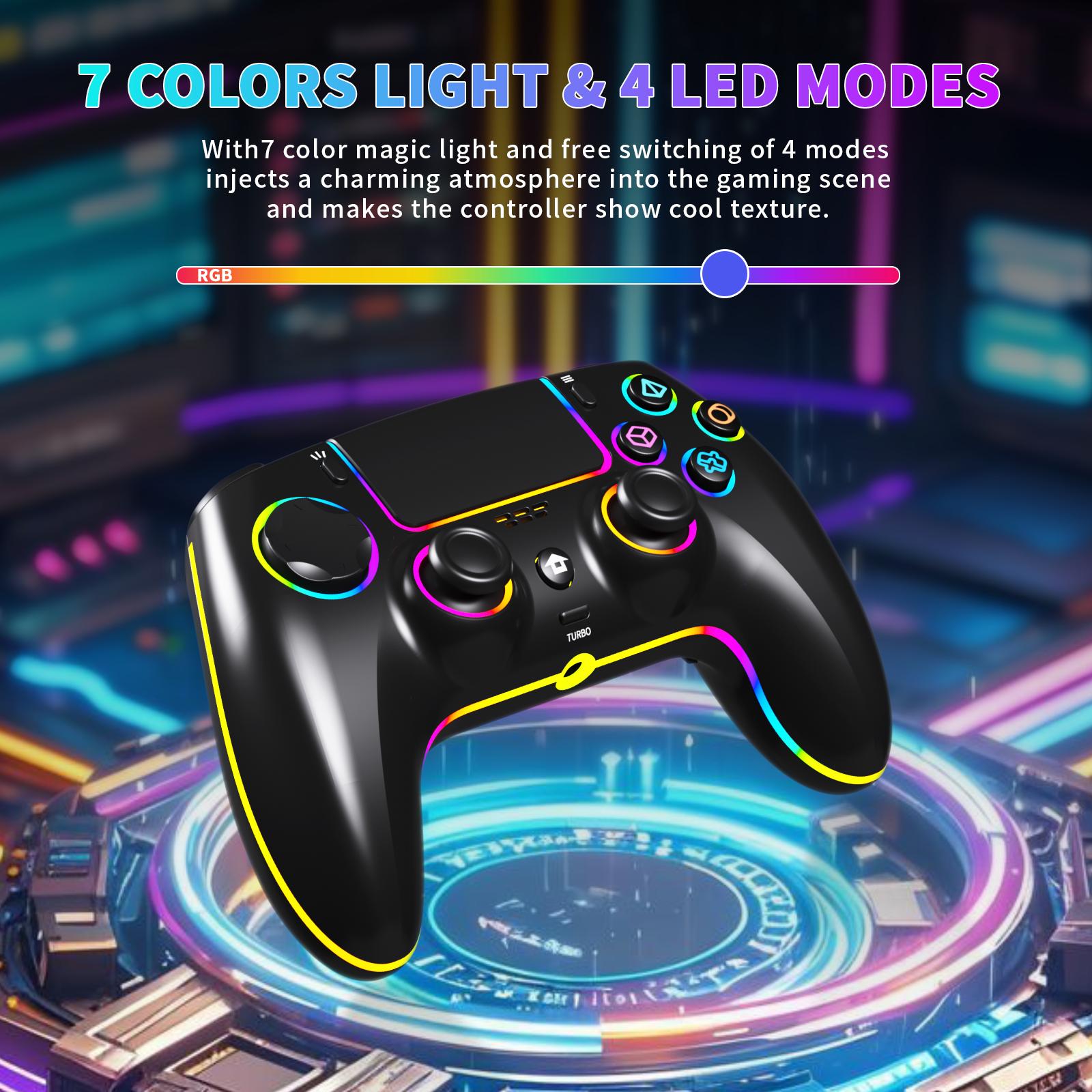 Wireless RGB PS-5 Hall Controller for PS5 & PC with Hall Effect Sticks No Drift Programmable Back Buttons Turbo 6 Axis Gyro Dual Vibration & Touchpad Gaming Accessories Game Peripherals