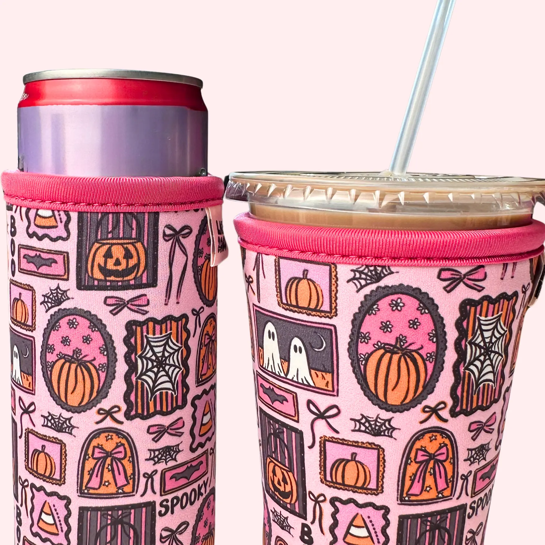 Spooky Cute Drink Sleeve: Reusable 16-32oz Coffee Sleeve, Slim 12oz Energy Drink Sleeve, Koozie