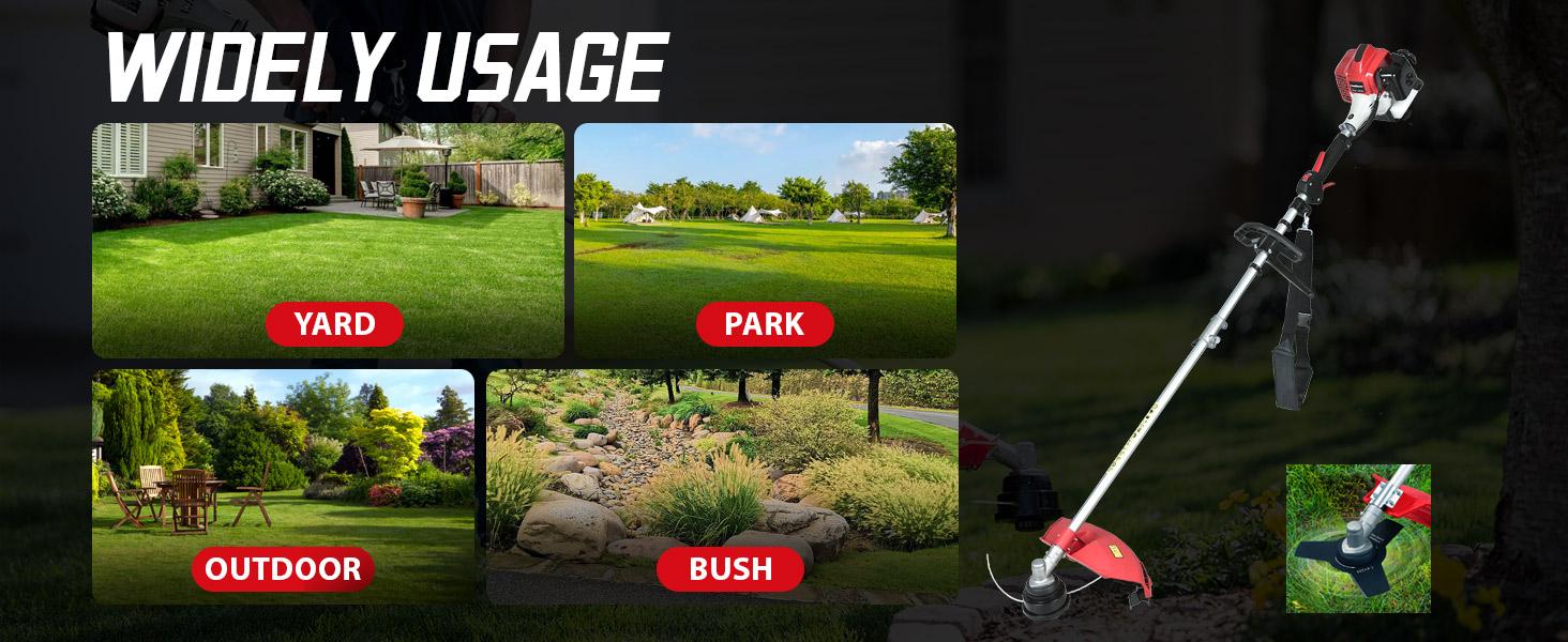 PowerSmart & 25cc 2-Stroke Gas String Trimmer Brush Cutter, Red and Black, Portable, Vibration Dampening, Lightweight, Easy Assembly, Optimized Efficiency, Easy Maneuverability, Ergonomic Handle,Great for Lawn Business, PS4532