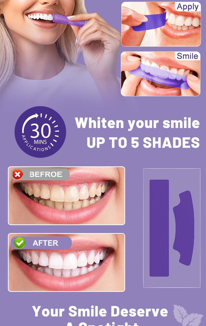 Woadee Teeth Whitening Strips Purple Colour Corrector for Brighter Teeth SP-6H Hydroxyapatite Toothpaste Free 14 Pairs