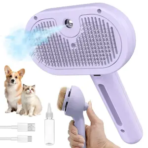 LIVEKEY Steamy Cat & Dog Grooming Brush with Steam Technology - - Wet/ Pet Hair Brush, Bristles & Low-Voltage Operation for Shedding, Cleaning, Massager - Multifunctional Steam Brush for Cats &  Dogs, Handle & (Compatible with - Devices)