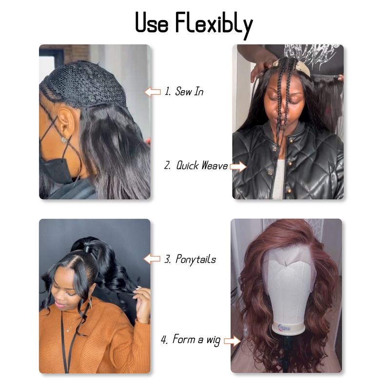 [Ashine] Salon Quality One-directional Cuticles-sleek, Tangle-resistant, and Re-wearable Luxury Virgin Hair Bundles Straight/Body Wavy Layered Quick Weave Glue In clip in human hair extension Braided Ponytail