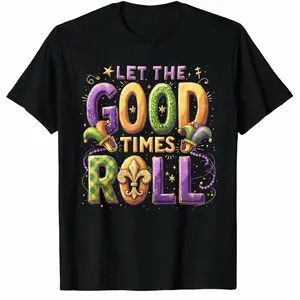 Let The Good Times Roll Mardi Gras Bowling Shirt New Orleans Carnival Tee Vibrant Theme Festive Comfort Fit for Mardi Gras Events