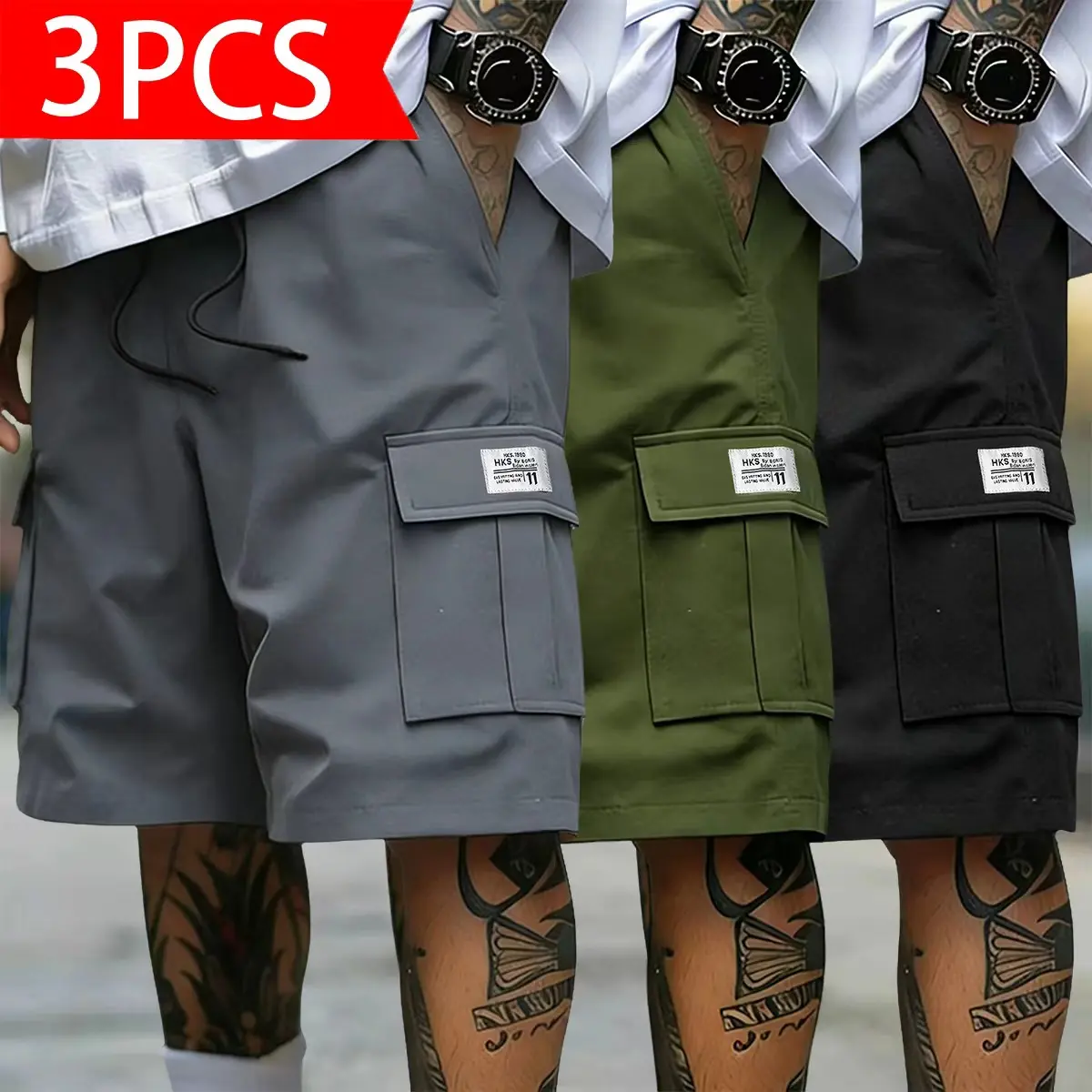 Men’s summer cargo shorts with an elastic waistband for outdoor hiking; breathable performance, wrinkle resistance, easy to care for in everyday wear.