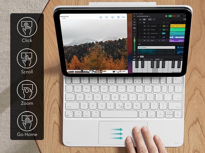 ESR iPad Air 11/13 inch Keyboard with Magnetic Cover,iPad A16/10th Gen Keyboard,Easy-Set Floating Cantilever Stand,Precision Multi-Touch Trackpad, Backlit Keys,Adjustable Viewing Angle