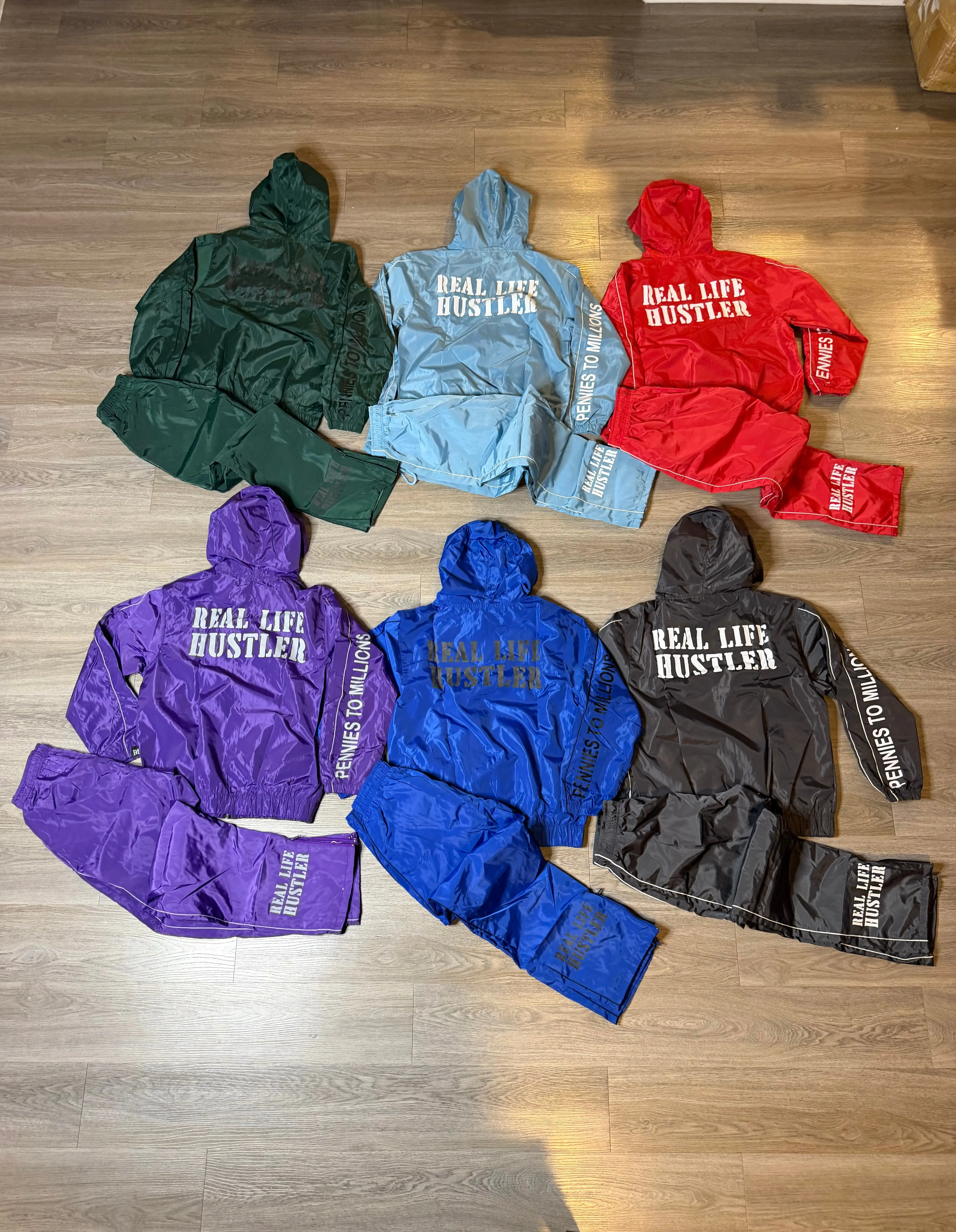 Men's Graphic Windbreaker Set, 2-Piece Weather-Ready Streetwear Tracksuit with Full-Zip Hooded Jacket and Pants, Fashion Apparel, Jackets, Menswear, Tops, 2 Piece Sets, Male, Graphic Print, Fashion Accessory Set