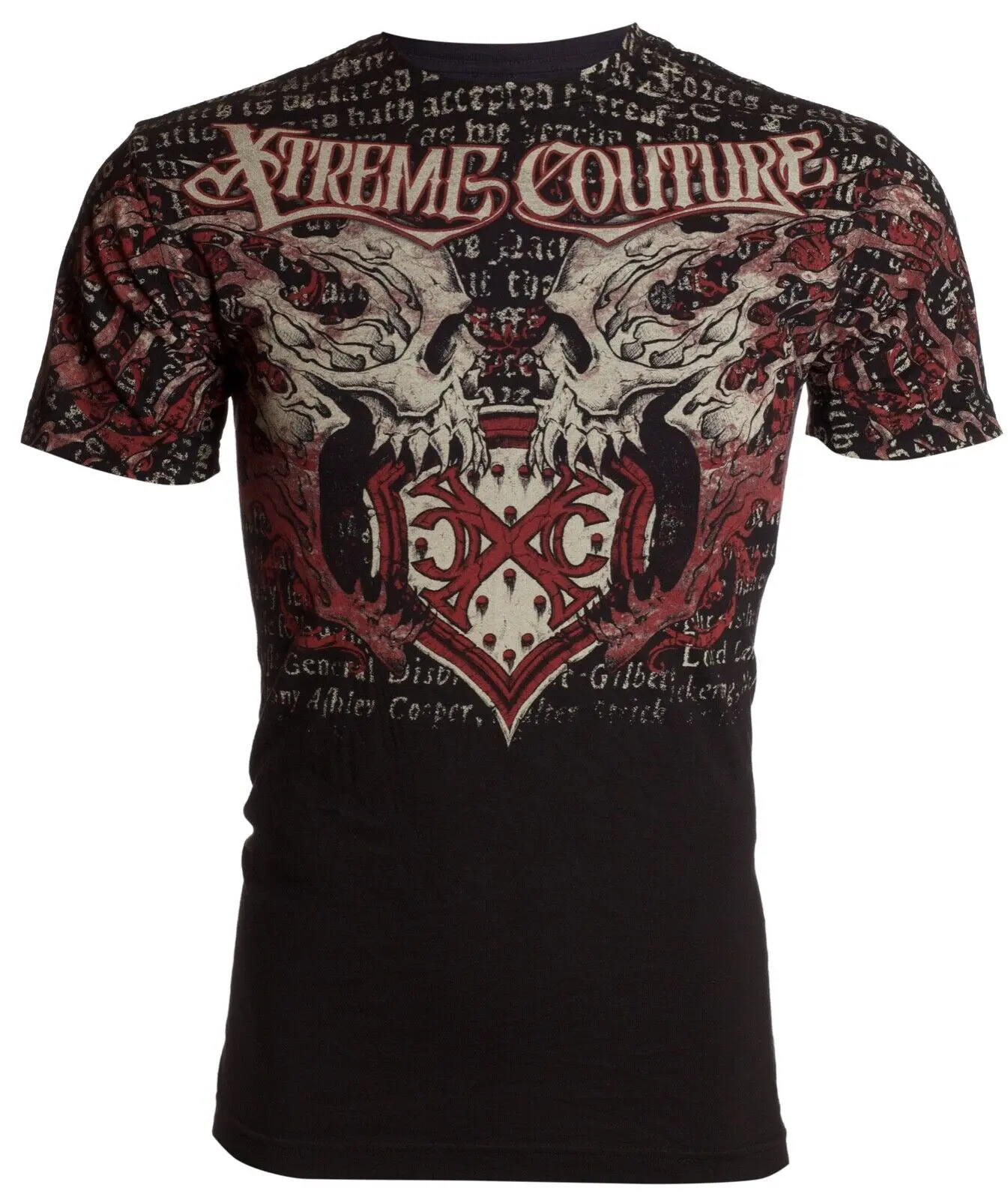 Xtreme Couture By Affliction Men's Fitted Short-Sleeve Cotton T-Shirt - Bold X801 Print, Round Neck, Casual Fashion Lightning Black Menswear Top