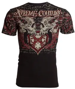 Xtreme Couture By Affliction Men's T-Shirt LIGHTNING Black Crewneck Cotton
