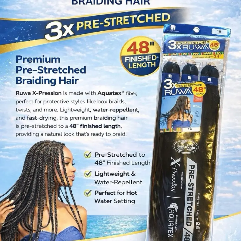 Sensational 3X RUWA PreStretched Xpression Braiding Hair 48”