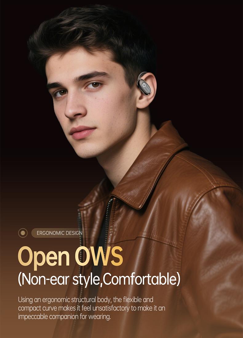 Acer OHR553 Wireless Open-Ear Headphone, Fashionable Earbuds, Wireless Gaming Earphones, HIFI Sound Quality Music Headset for Gaming Travel Sports Built-in Mic, Electronic Audio & Video Black