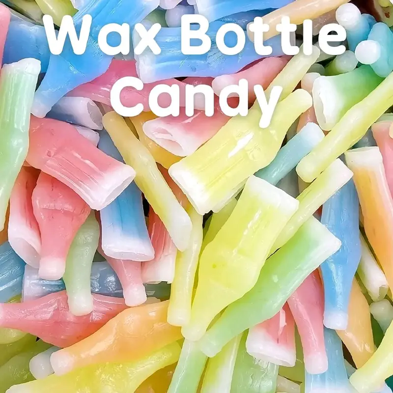 Eshopx Vintage Wax Bottle Candy 1 Pound Pack of Chewy Fruity Bonbons Sour Variety Gummy Juice Flavored Syrups Cherry Orange Lemon Blue Raspberry Green Apple Nostalgic Snack Sweet Fruit Gift TikTok Halloween Treat - Trick-or-Treat Bulk bag