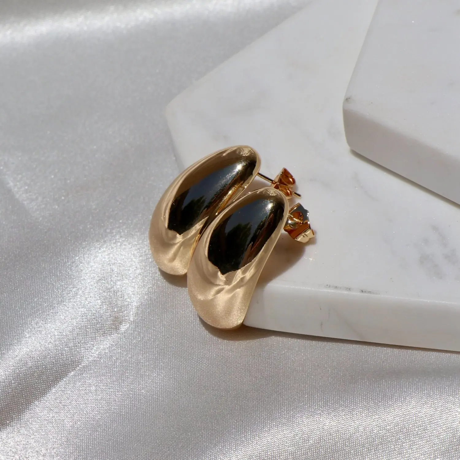 The House of Oro Roma 18K Gold Filled Sweat & Water Resistant Oversized Earrings, Water Proof Jewelry, Jewelry Case Included, Made in France