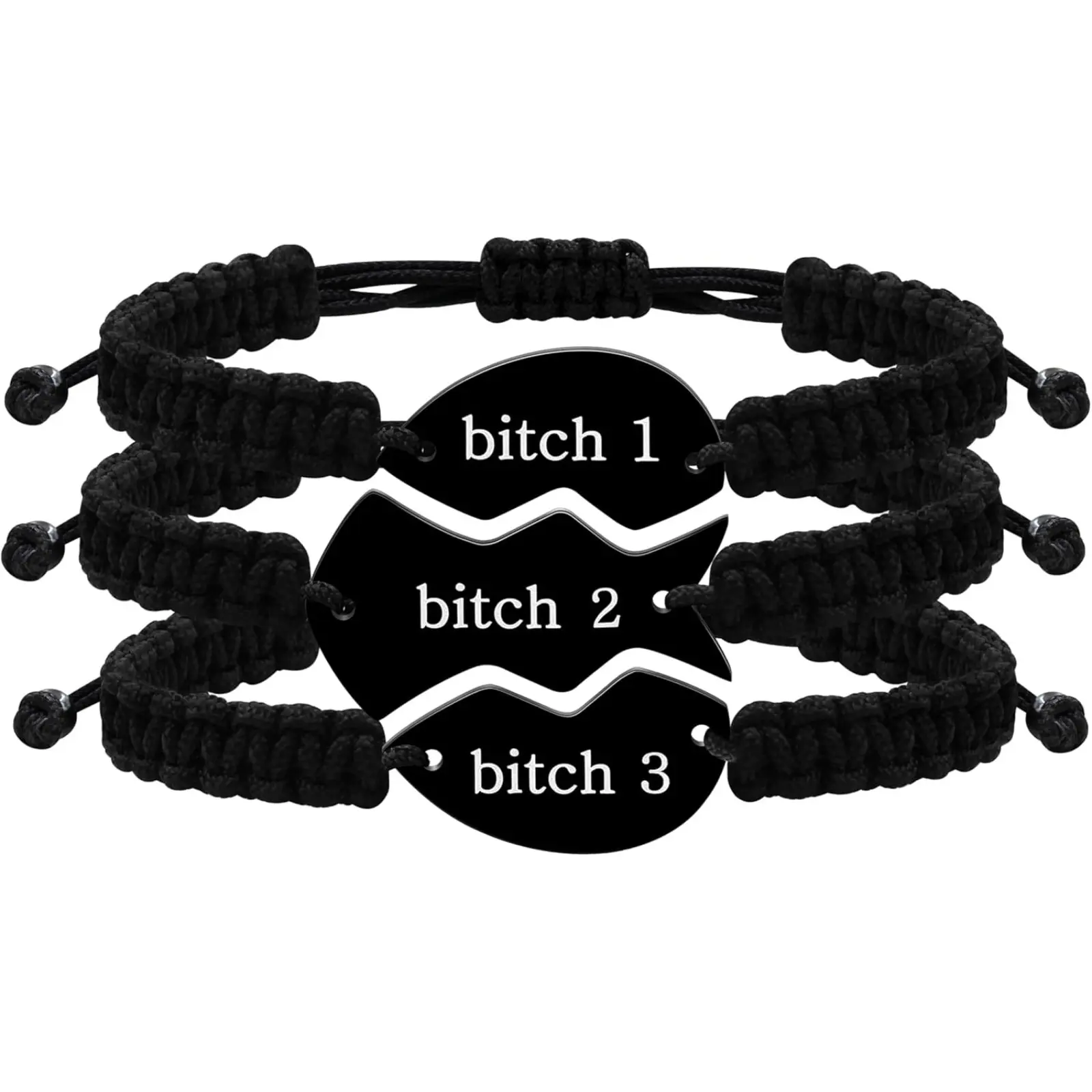 3 Pcs Puzzle Heart Piece Bracelet Set, Handmade Braided Black String Wrist Matching Puzzle Bracelets Adjustable Rope Friendship Gifts Jewelry for Best Friends Sisters