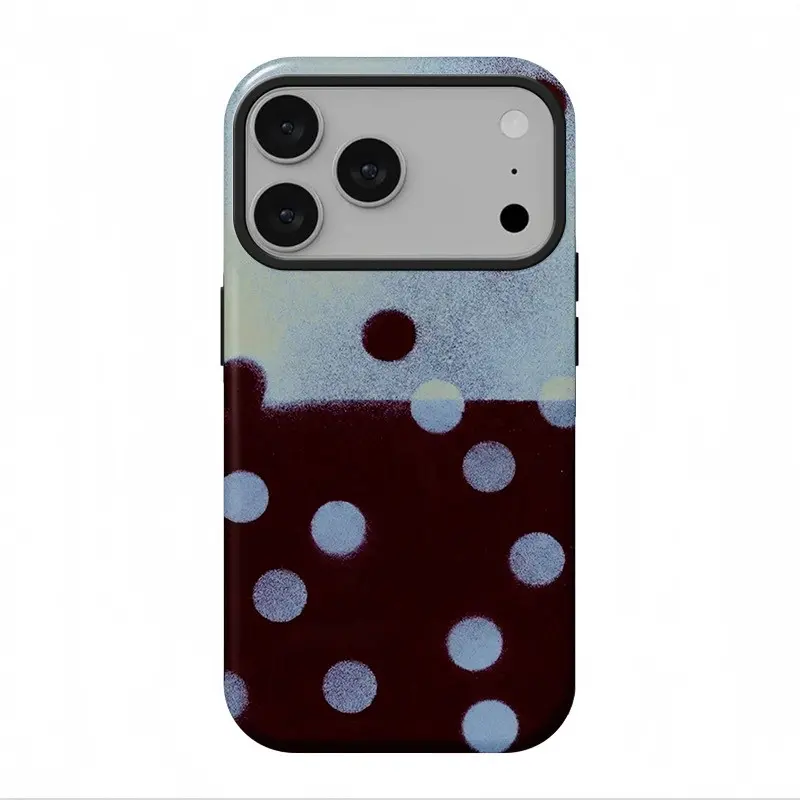 Dark Brown 2-Tone Polka Dot Double-Layer Waterproof Smartphone Cover - Protective Accessory for iPhone 17 ProMax,16 Pro,15,14,13,12 Pro,Galaxy 25 Ultra Plus,24,23,22 (for Girls)