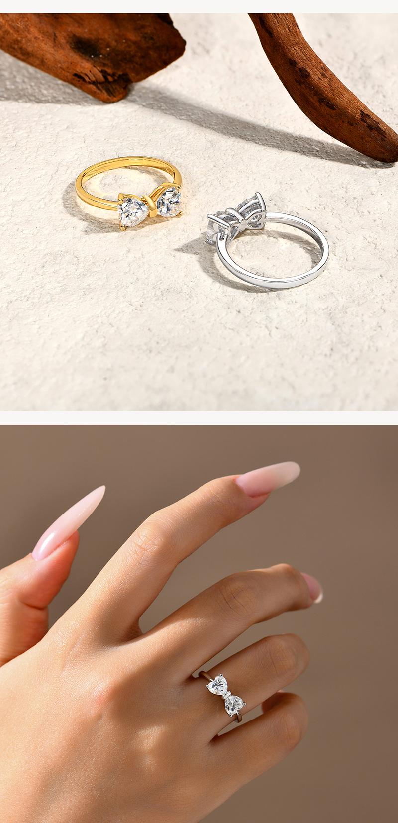 ATTA GEMS Classic D VVS1 Color Heart Cut 1.6CT Synthetic Moissanite Ring for Women Adult 925 Sterling Silver Rings Engagement Wedding Jewelry Gift R265