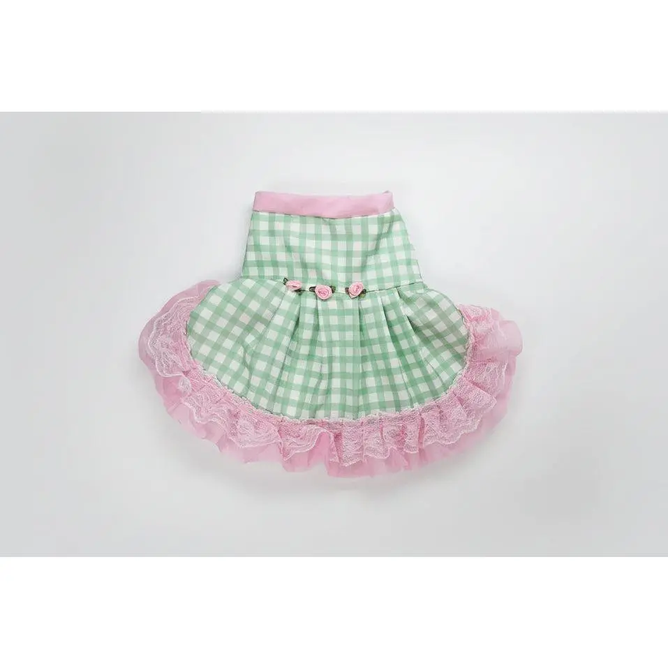 green emerald velvet dress Mint Green Gingham Sleeveless Tiered Charlie Midi Dress main image 0