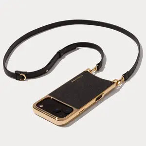 Rayna Chrome Crossbody Phone Case - Black/Gold Rayna Chrome Crossbody Phone Case - Black/Gold