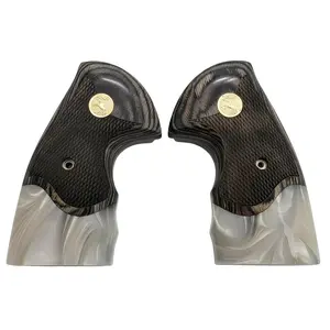 Colt Python Black Rosewood Panels Pearl Acrylic Gold Medallion with Rearing Horse
