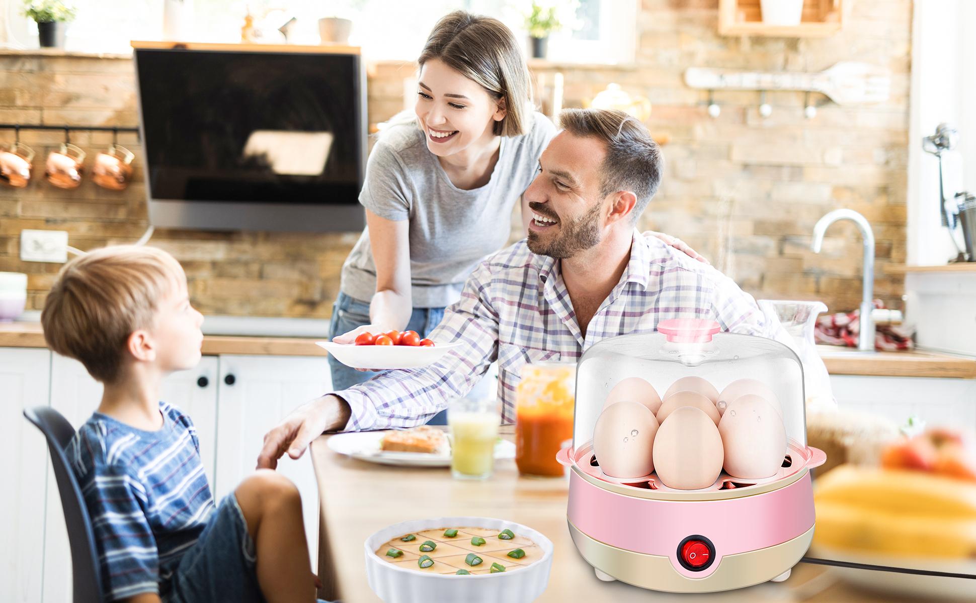 KALLODEAR Rapid Egg Cooker 7 Egg Capacity Electric Egg Cooker for Hard Boiled Poached Scrambled Eggs or Omelets with Auto Shut Off Feature Pink