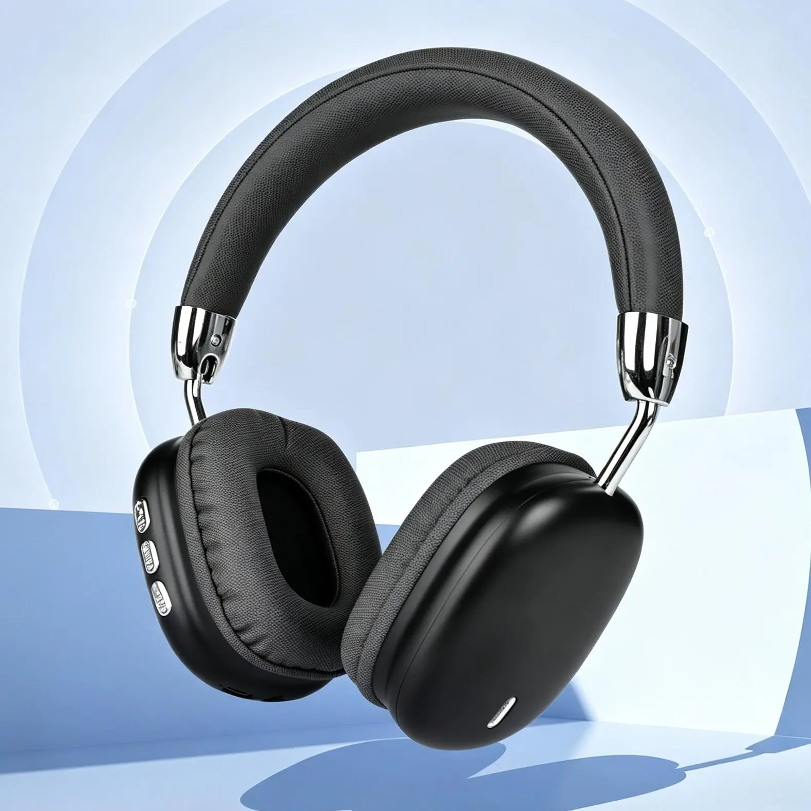 Black Over-Ear Wireless Bluetooth Headphones with Hybrid ANC,Hi-Fi Stereo Deep Bass,Up to 8H Playtime, Foldable Headset with Built-in Mic for iOS, Android,PC & Tablet