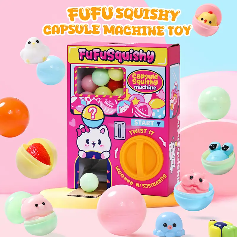FUFUSQUISHY 30pcs Squishy Capsule Set, Capsule kit with Cute Taba Squishy toys, Birthday Gifts, Stress Relief Toys