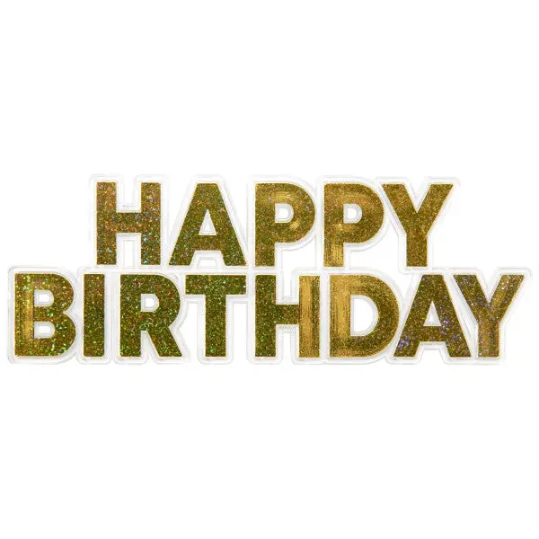 Happy Birthday Gold Glitter Cake Topper