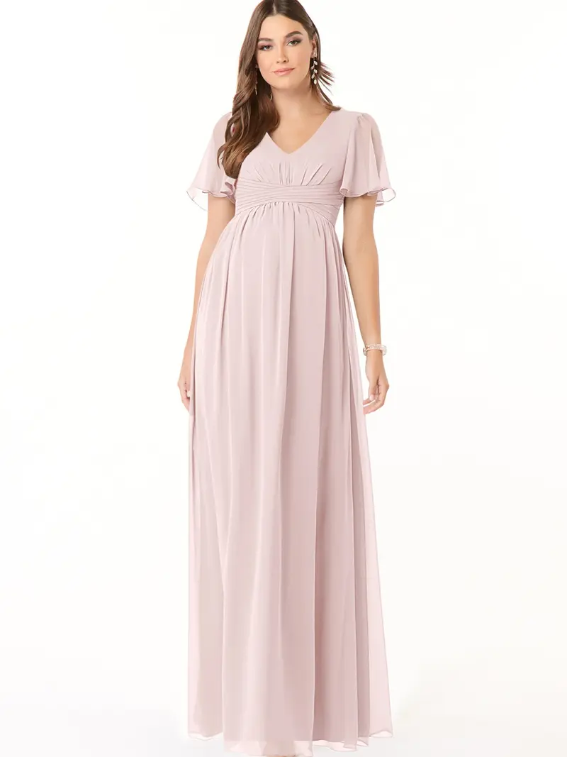 maternity bridesmaid dresses with sleeves Satin Maternity Bridesmaid Dress main image 1