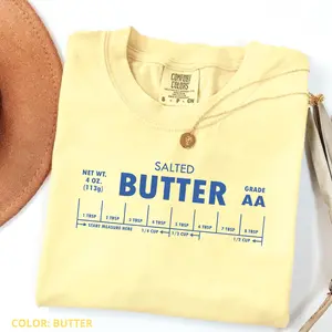 Comfort Colors Salted Butter T-Shirt – Funny Baking Shirt for Women, Comfort Colors Oversized Tee, Trendy Summer Outfit, Cute Kitchen Gift, Gift For Women