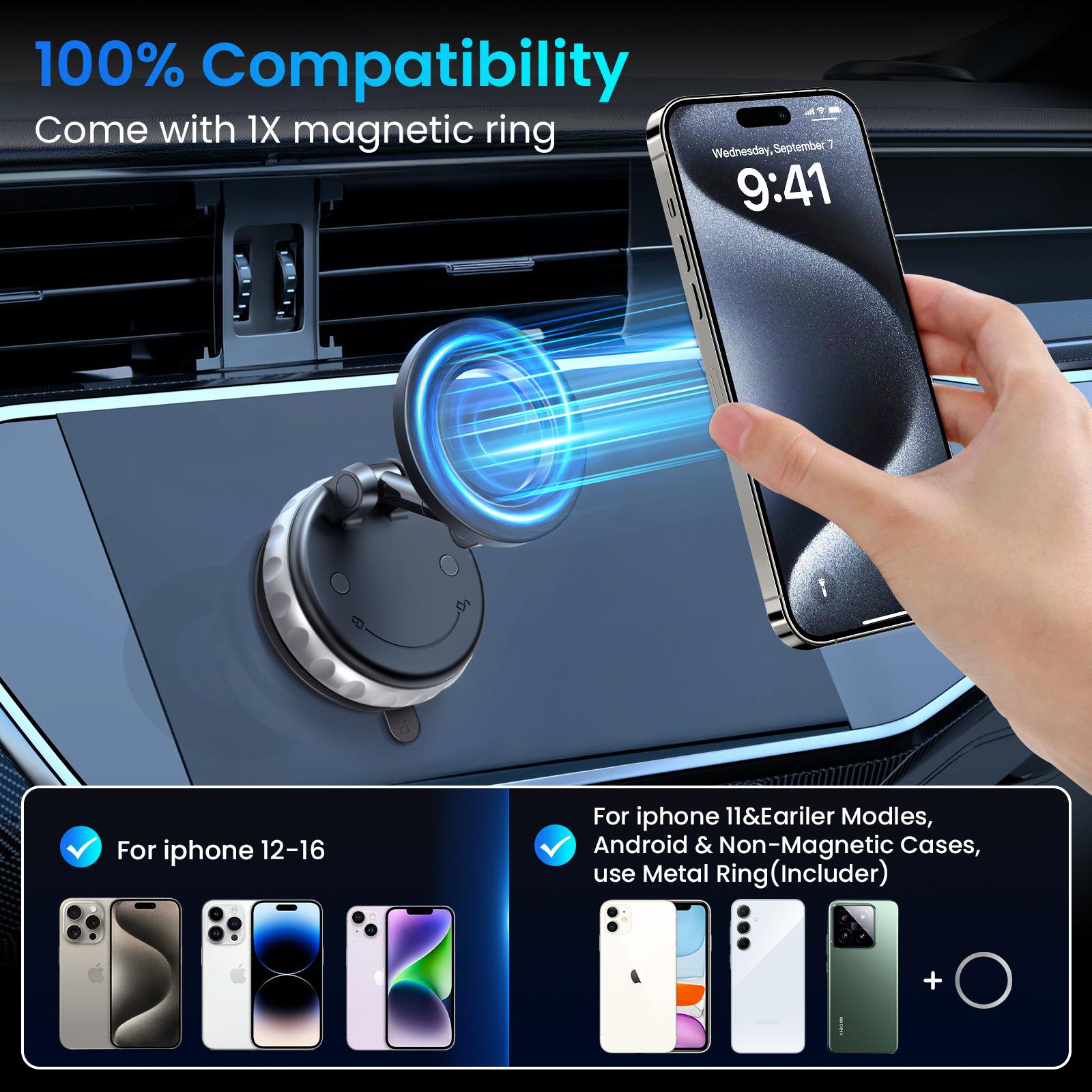 FUDUOO Car Phone Holder, With Magnetic&Vacuum Adsorption Function, Adjustable and Foldable, Suitable for Smooth and Flat Surfaces, Compatible with All Smartphones FUDUOO Car Phone Holder, With Magnetic&Vacuum Adsorption Function, Adjustable and Foldable, Suitable for Smooth and Flat Surfaces, Compatible with All Smartphones