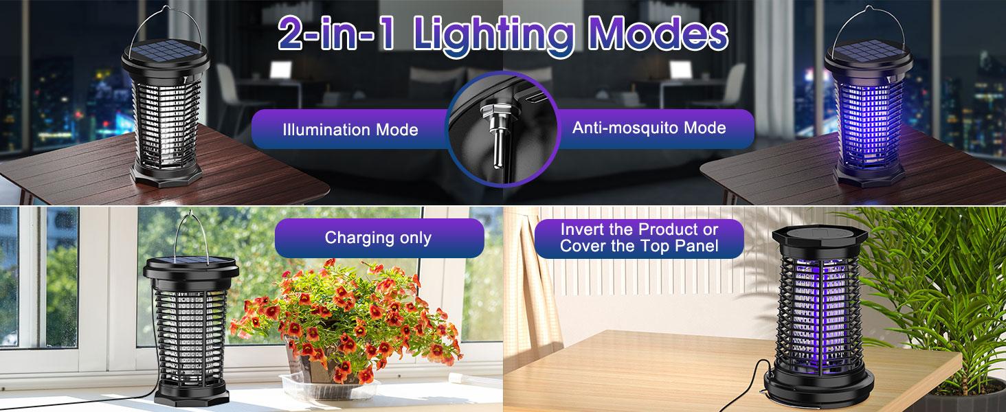 4500V Electric Insect Zapper, USB Rechargeable Solar Mosquito Killer Lamp with UV Light, for Home, Backyard, Garden, Camping Handy Cordless 4500V Electric Insect Zapper, USB Rechargeable Solar Mosquito Killer Lamp with UV Light, for Home, Backyard, Garden, Camping Handy Cordless