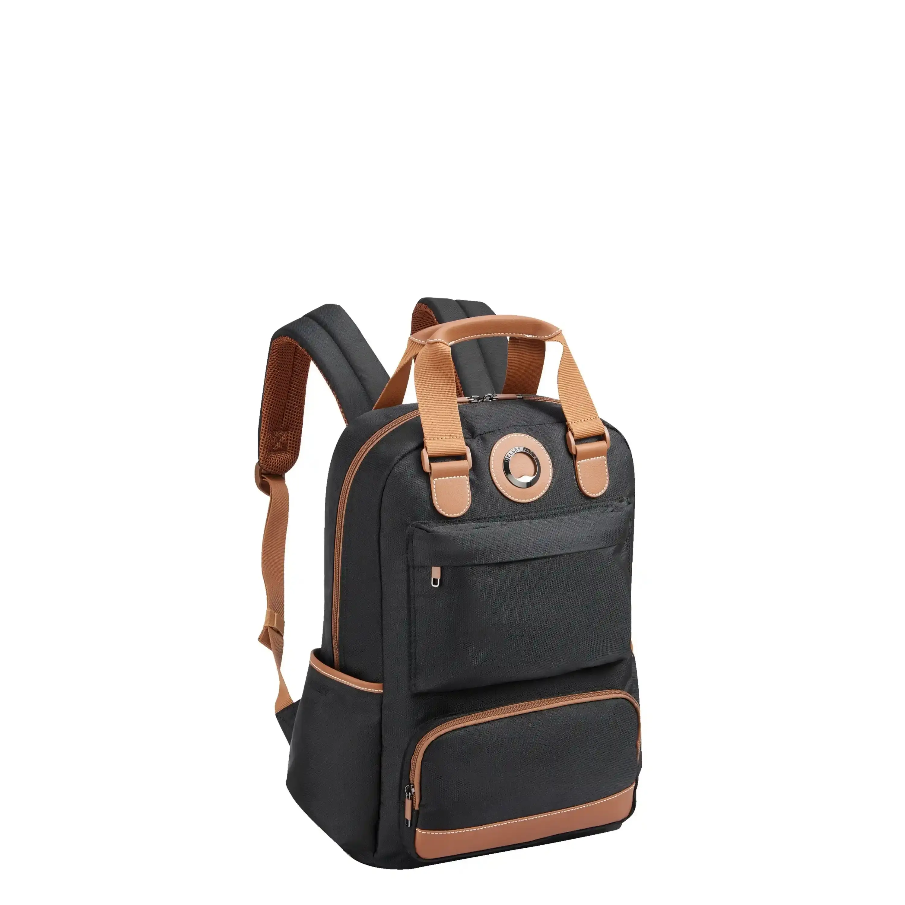 DELSEY Sporty Chic Laptop Backpack for Women, Durable Polyester & PU Leather, Parisian Casual Travel Bag with Zipper & Strap for Rolling Backpacks, Aesthetic Backpacks